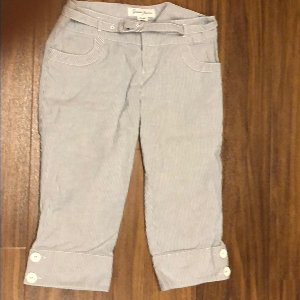 Guess jeans blue and white stripe belted shorts